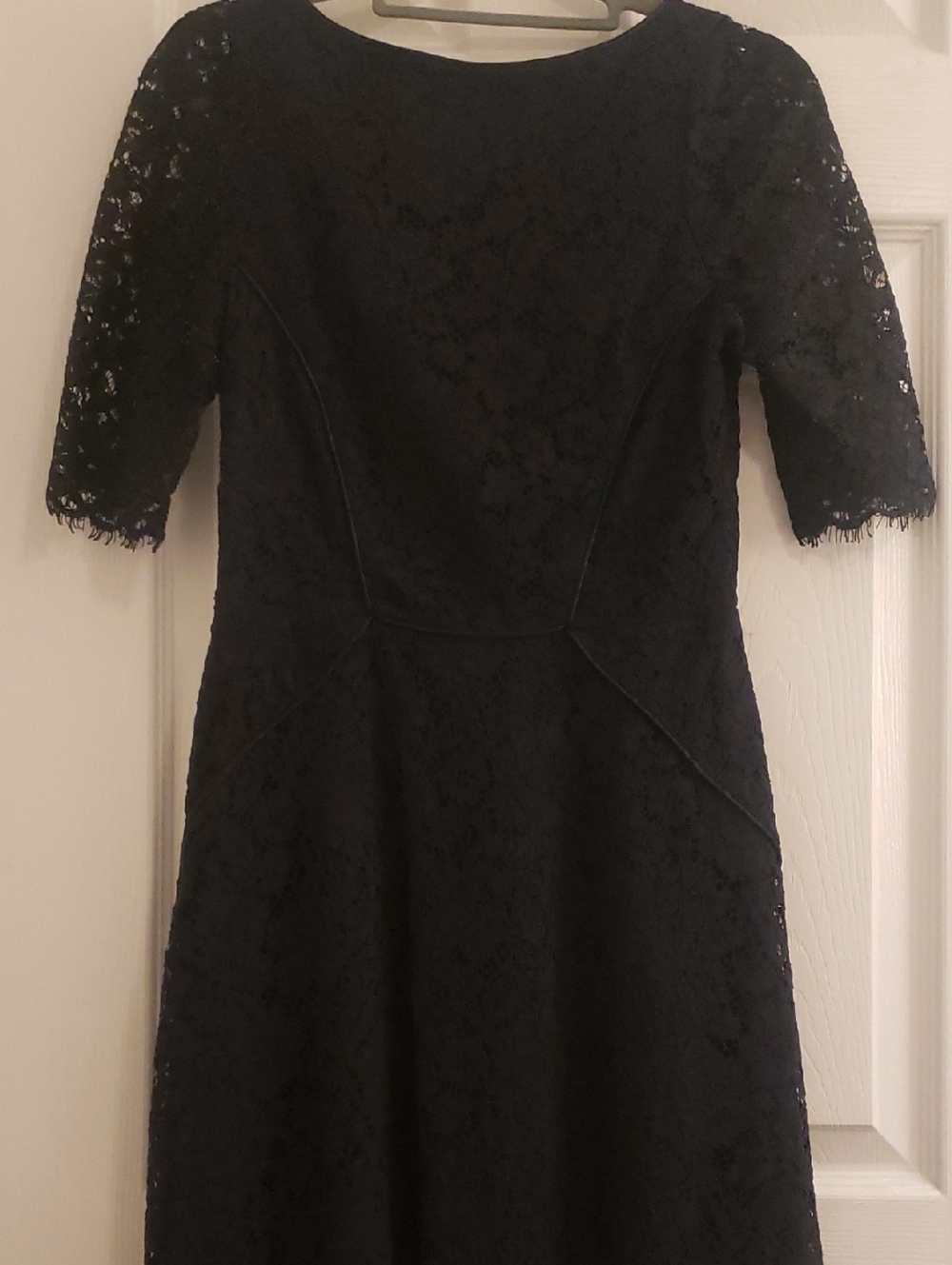 Elegant Navy Blue Lace A-Line Dress
